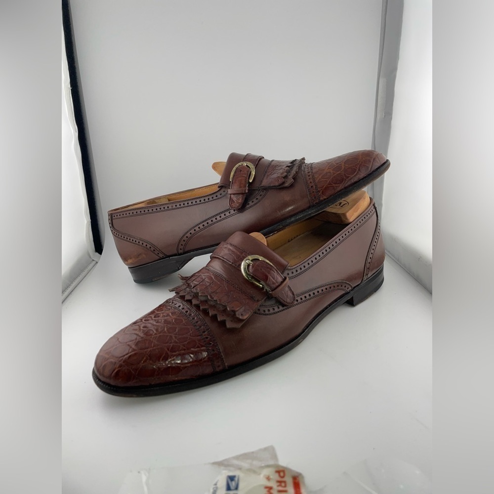 MIGUEL ANGEL Tassel Crocodile Brown Sz 10.5B Men Slip-On Loafers Made In Spain - Picture 8 of 11